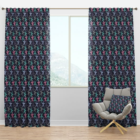 Designart 'Abstract Retro Flower Design V' Mid-Century Modern Blackout Curtain Panel