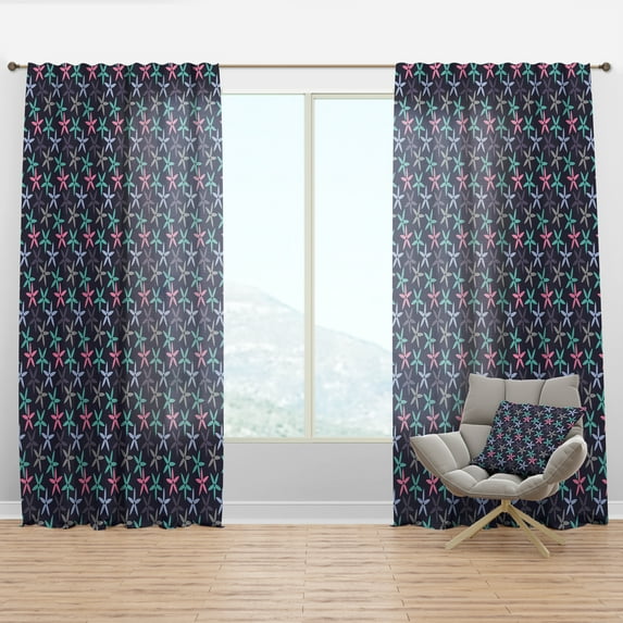 Designart 'Abstract Retro Flower Design V' Mid-Century Modern Curtain Panel