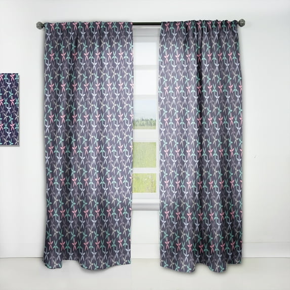 Designart 'Abstract Retro Flower Design V' Mid-Century Modern Curtain Panel