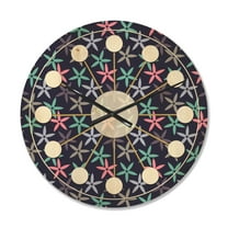 Designart 'Abstract Retro Flower Design V' Mid-Century Modern Wood Wall Clock