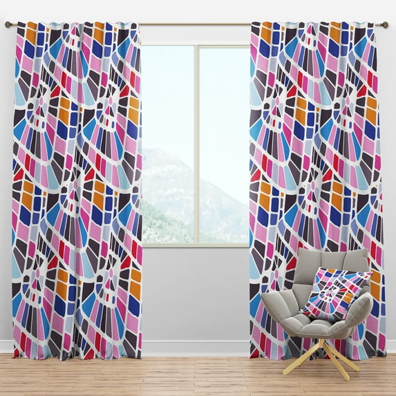 Designart 'Abstract Retro Geometric Pattern Design I' Mid-Century Modern Blackout Curtain Panel
