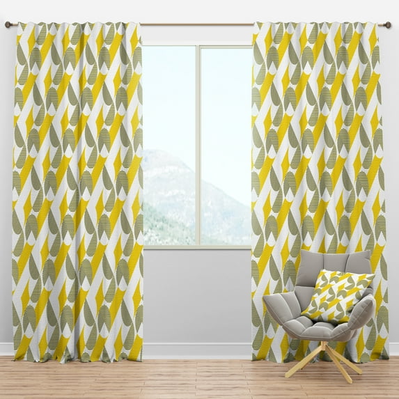 Designart 'Abstract Retro Geometric Pattern Design II' Mid-Century Modern Blackout Curtain Panel