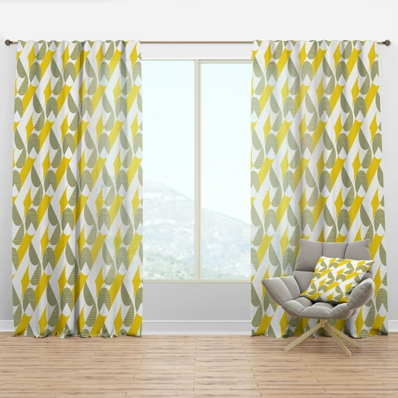 Designart 'Abstract Retro Geometric Pattern Design II' Mid-Century Modern Curtain Panel