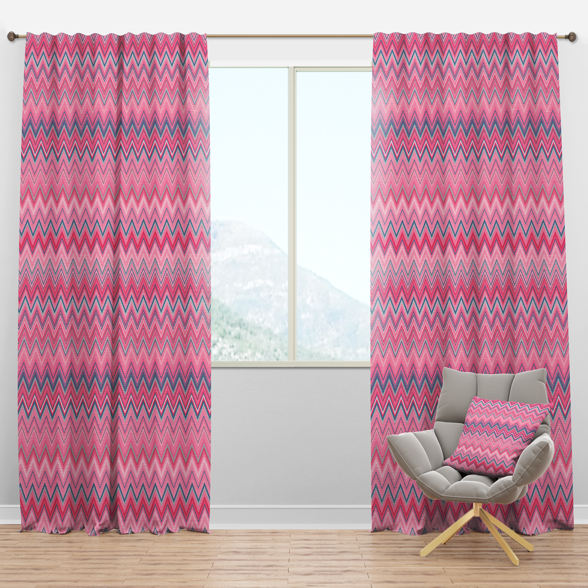 Designart 'Abstract Retro Geometric Pattern Design III' Mid-Century Modern Blackout Curtain Panel