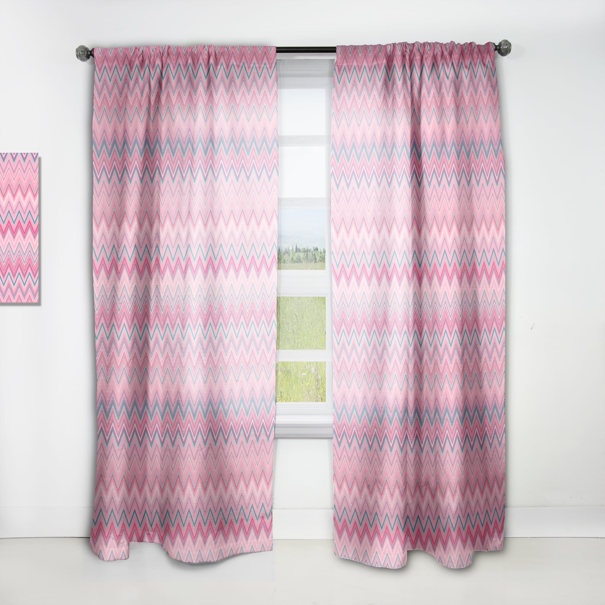 Designart 'Abstract Retro Geometric Pattern Design III' Mid-Century Modern Curtain Panel