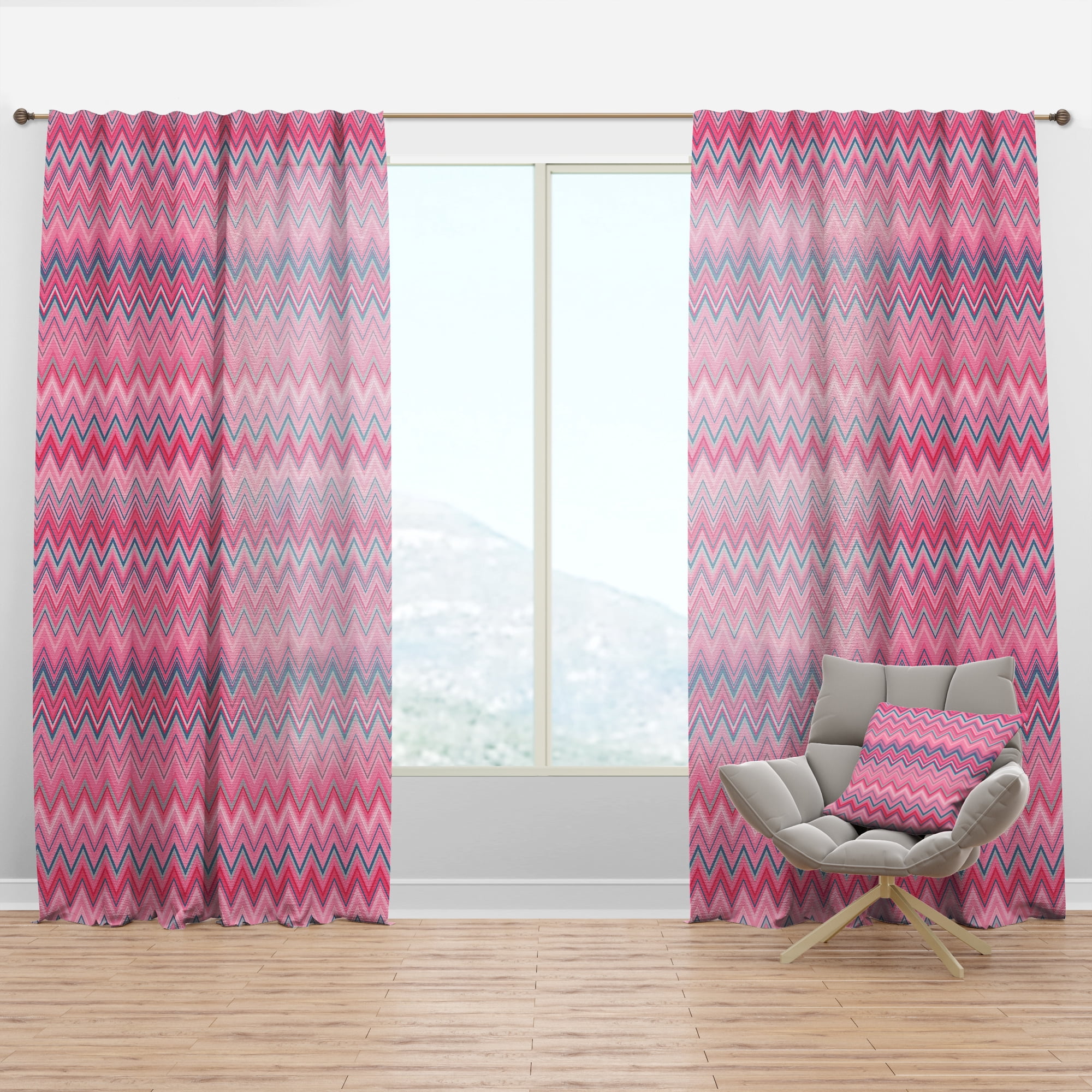 Designart 'Abstract Retro Geometric Pattern Design III' Mid-Century Modern Curtain Panel