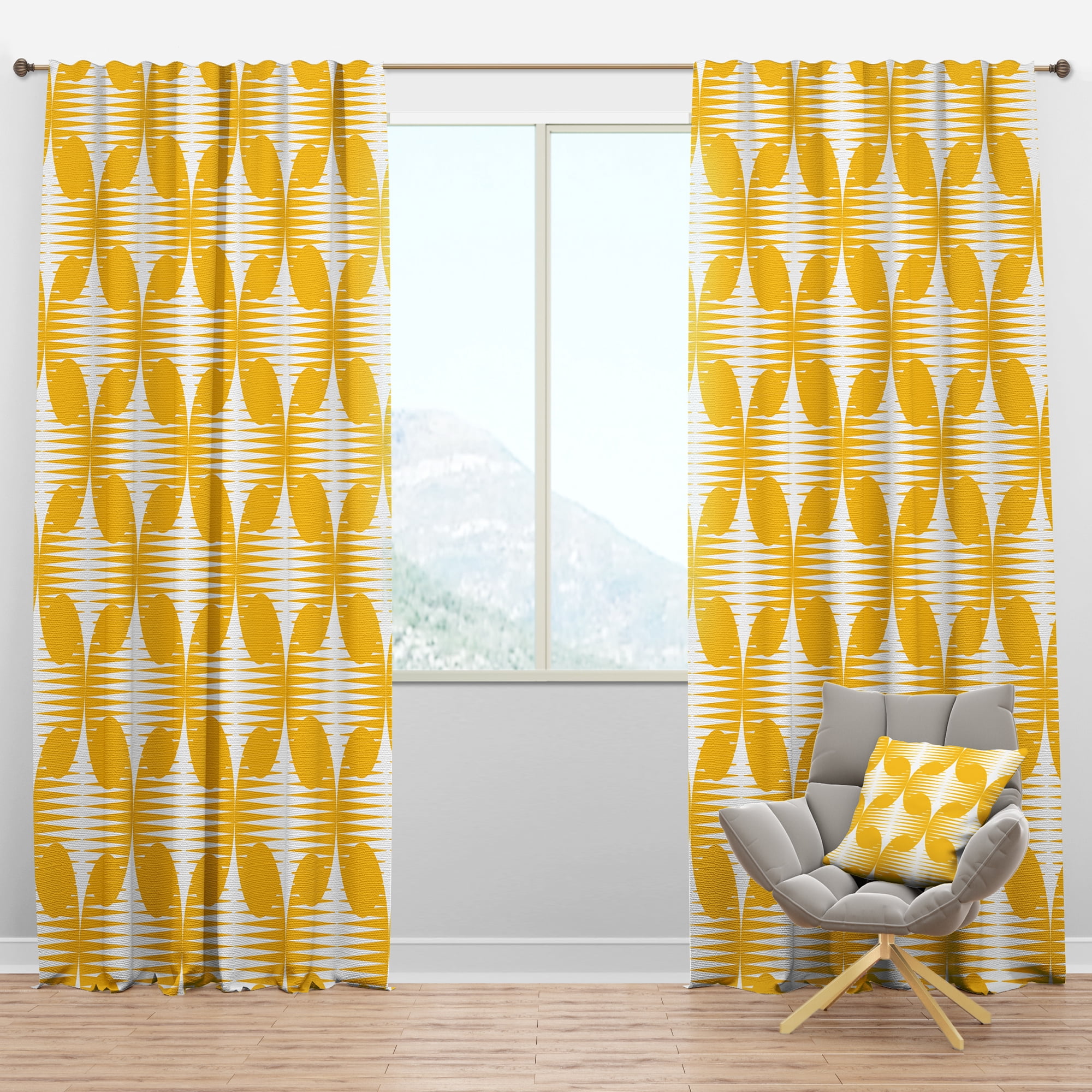 Designart 'Abstract Retro Geometric Pattern Design IV' Mid-Century Modern Blackout Curtain Panel