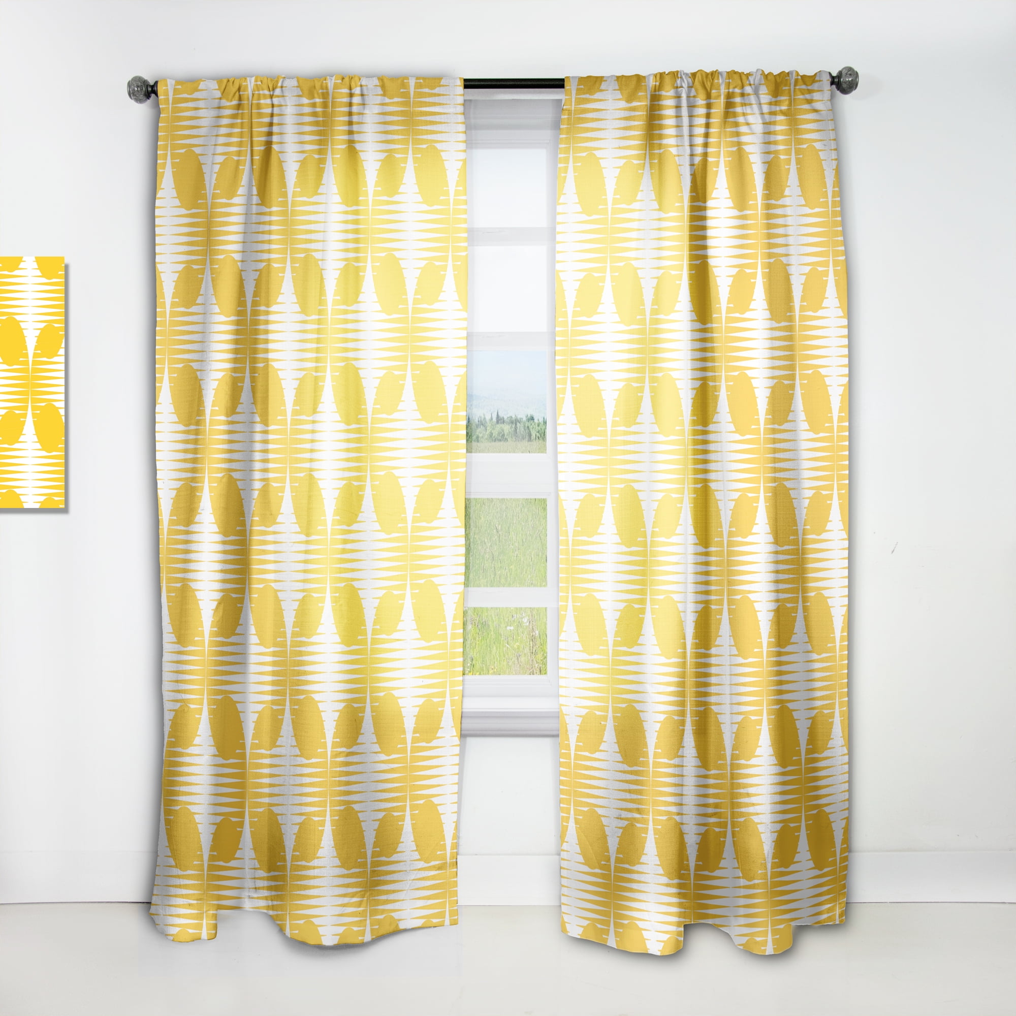Designart 'Abstract Retro Geometric Pattern Design IV' Mid-Century Modern Curtain Panel