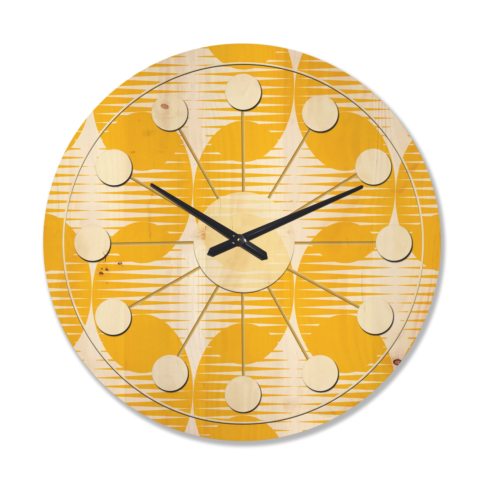 Designart 'Abstract Retro Geometric Pattern Design IV' Mid-Century Modern Wood Wall Clock