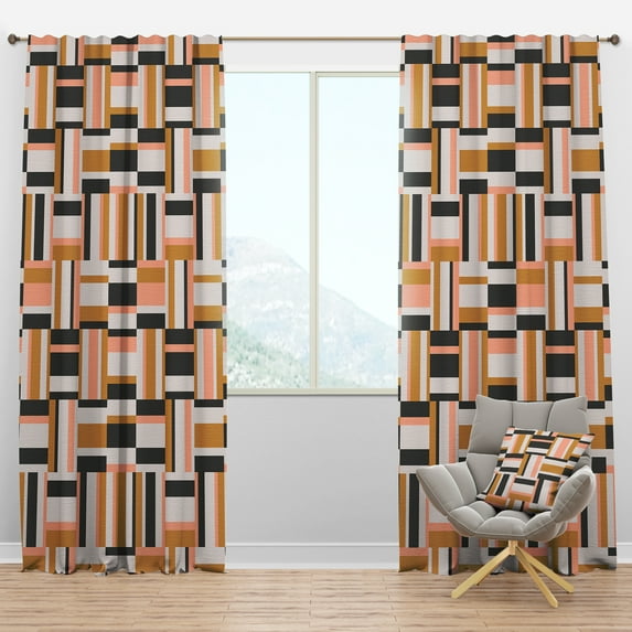 Designart 'Abstract Retro Geometric Pattern Design IX' Mid-Century Modern Blackout Curtain Panel