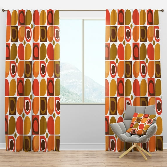 Designart 'Abstract Retro Geometric Pattern Design VI' Mid-Century Modern Blackout Curtain Panel