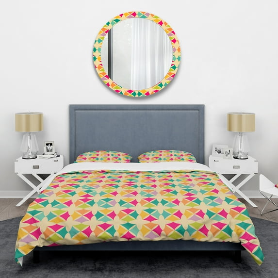 Designart 'Abstract Retro Geometric Pattern III' Mid-Century Modern Duvet Cover Set