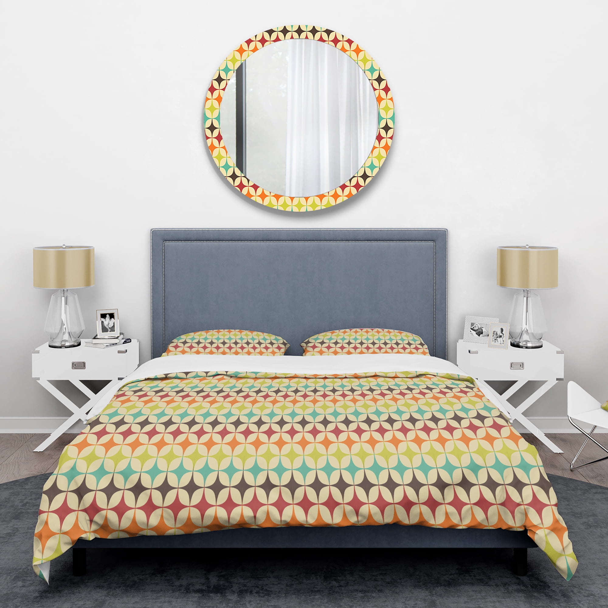 Designart 'Abstract Retro Geometric Pattern V' Mid-Century Modern Duvet Cover Set