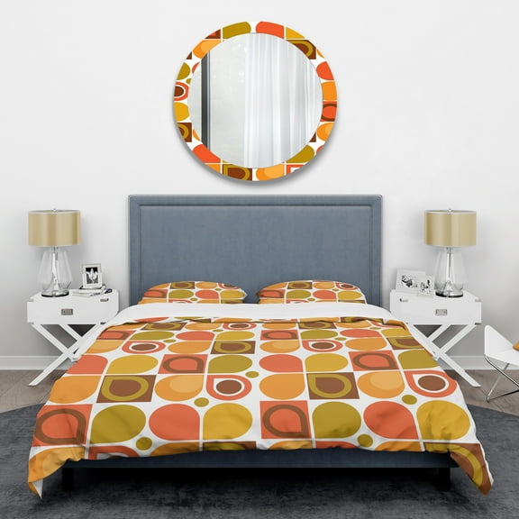 Designart 'Abstract Retro Geometric Pattern VI' Mid-Century Modern Duvet Cover Set