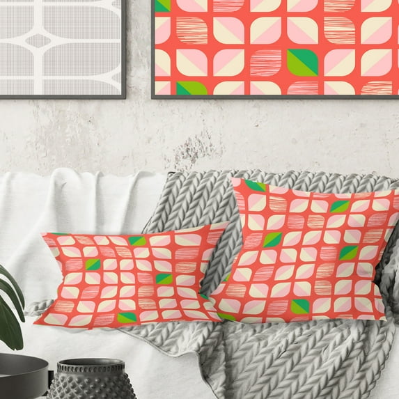Designart Abstract Retro Geometric Pattern VIII' Mid-Century Modern Throw Pillow - 16x16