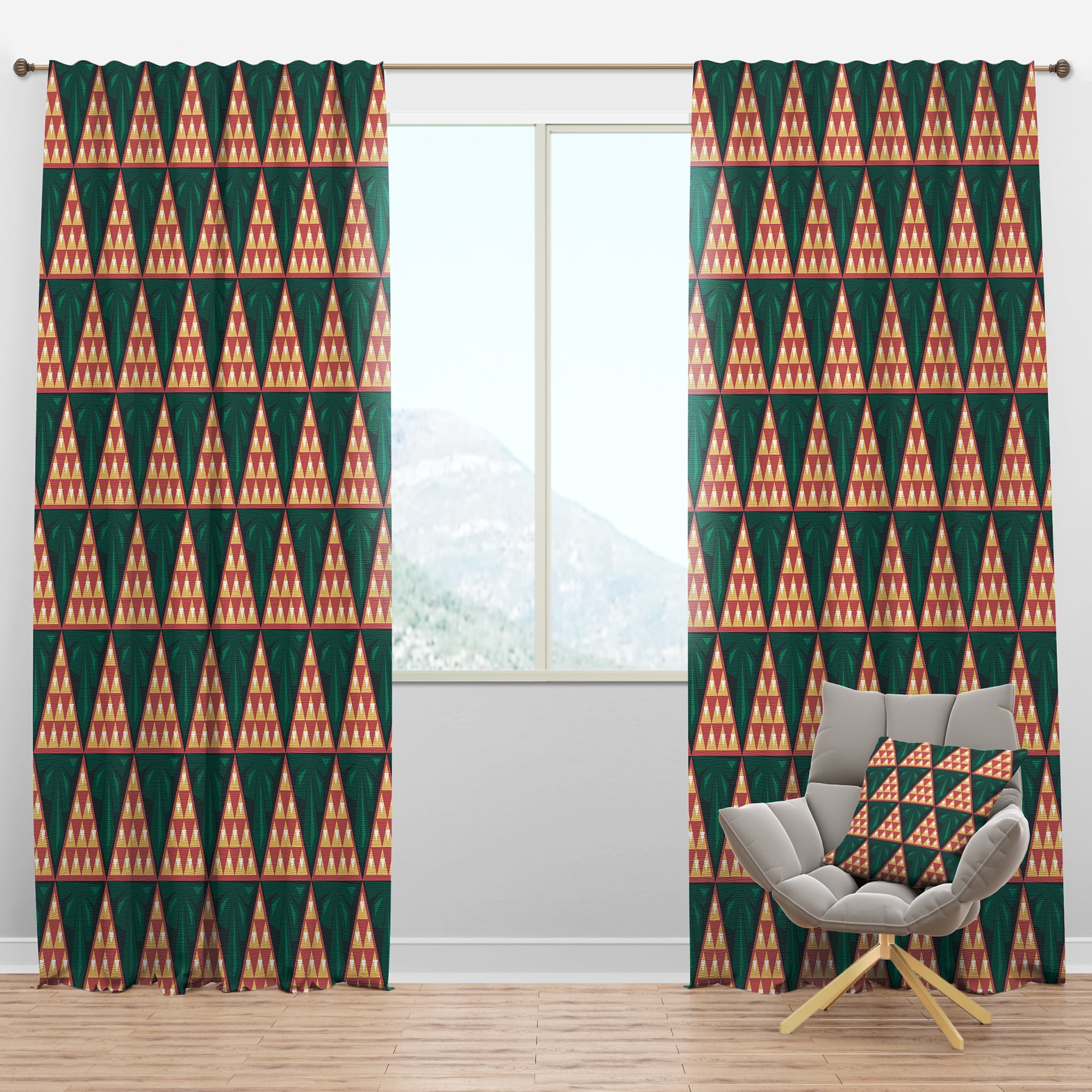 Designart 'Abstract Retro Geometric V' Mid-Century Modern Blackout Curtain Panel