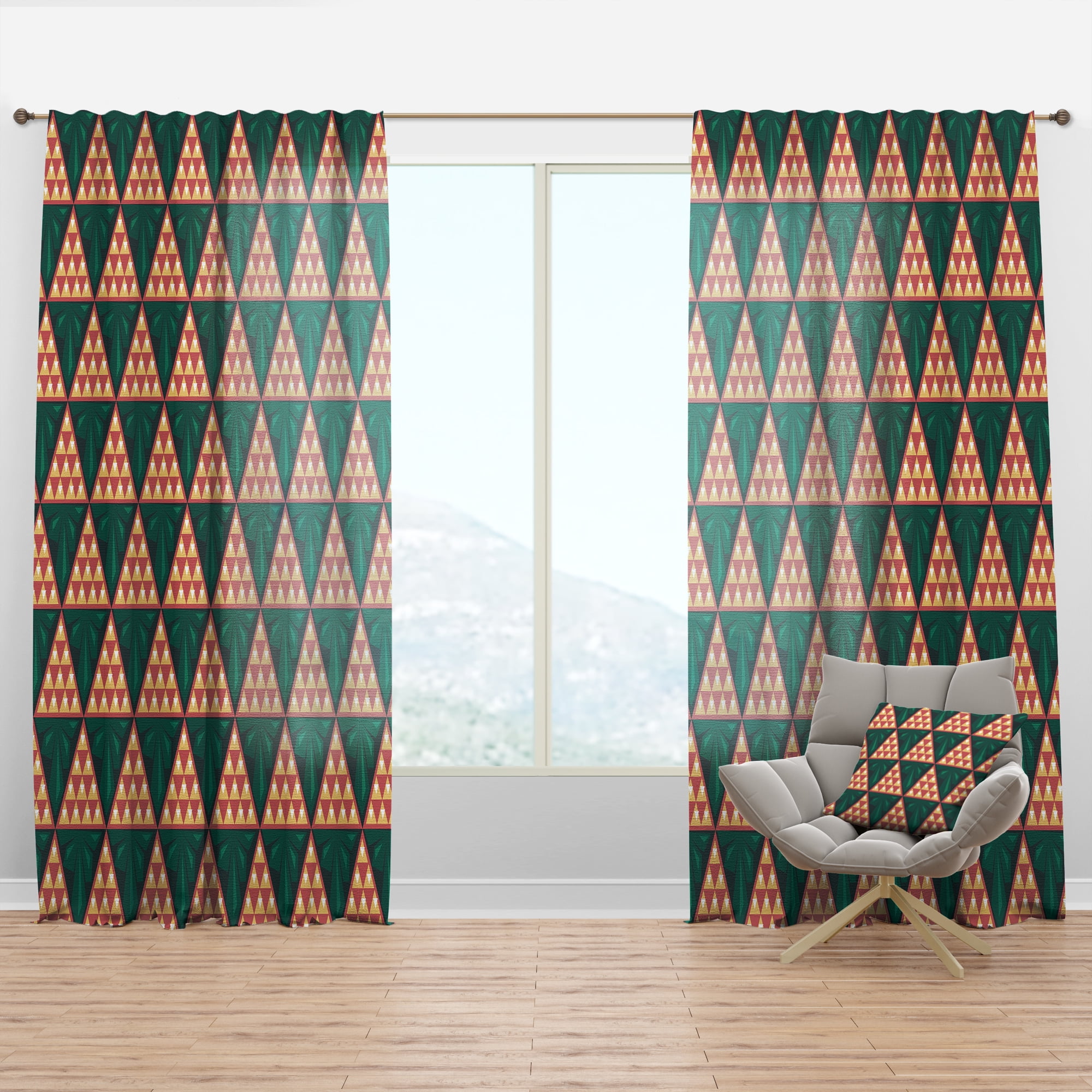 Designart 'Abstract Retro Geometric V' Mid-Century Modern Curtain Panel
