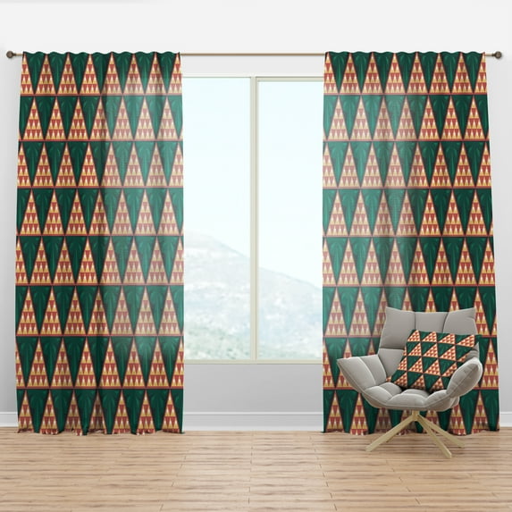 Designart 'Abstract Retro Geometric V' Mid-Century Modern Curtain Panel