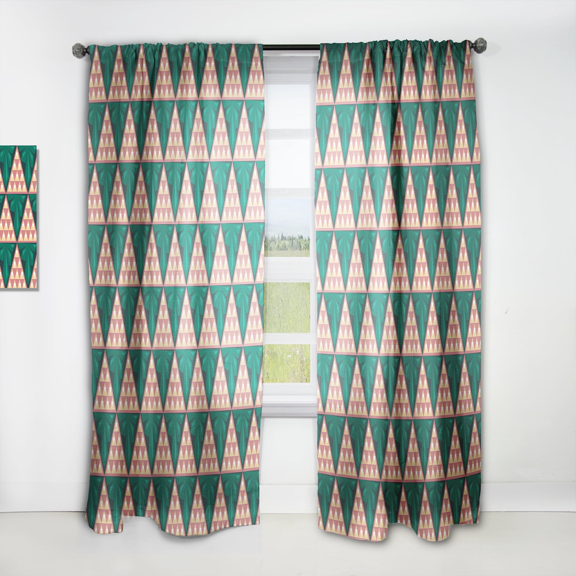 Designart 'Abstract Retro Geometric V' Mid-Century Modern Curtain Panel