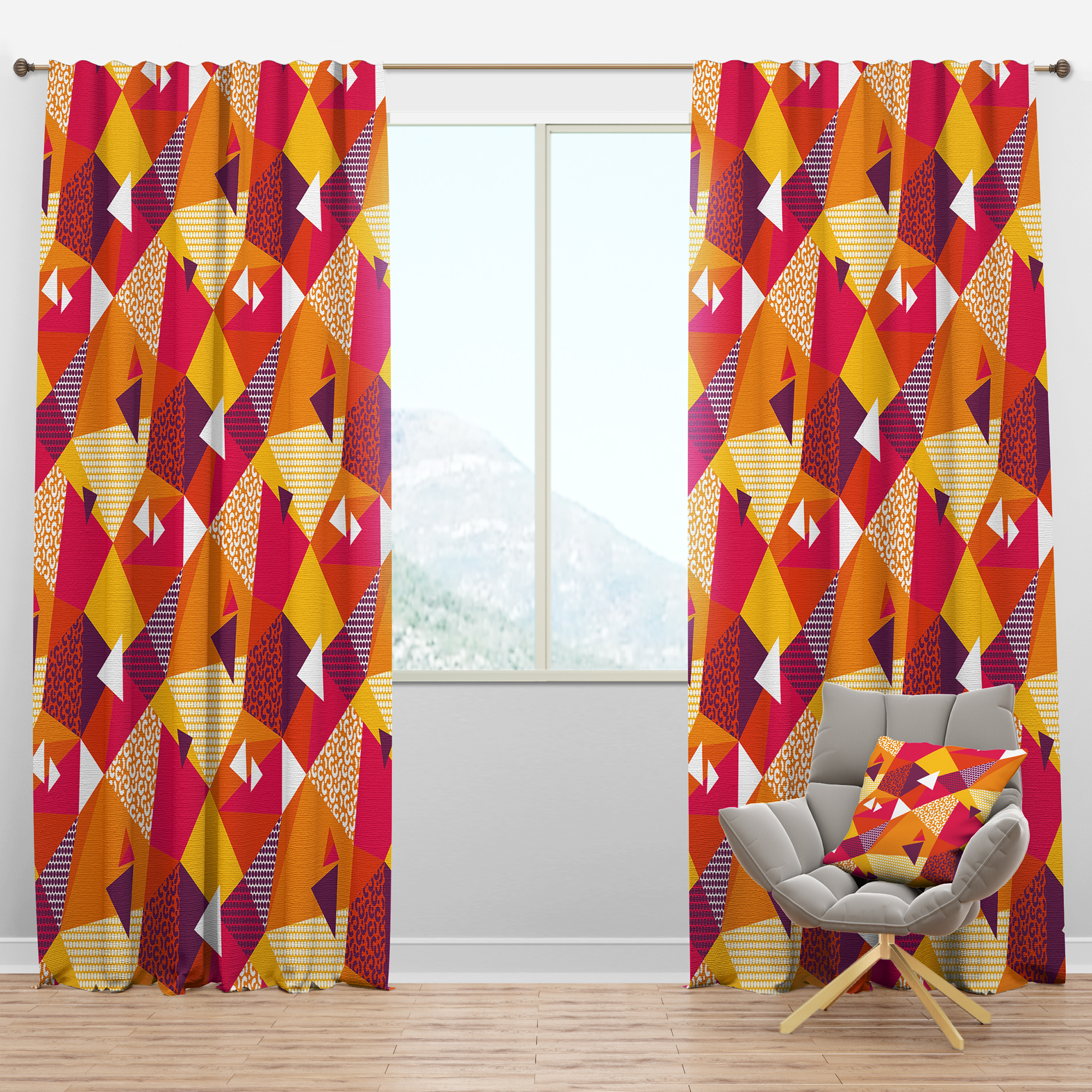 Designart 'Abstract Retro Geometric VI' Mid-Century Modern Blackout Curtain Panel