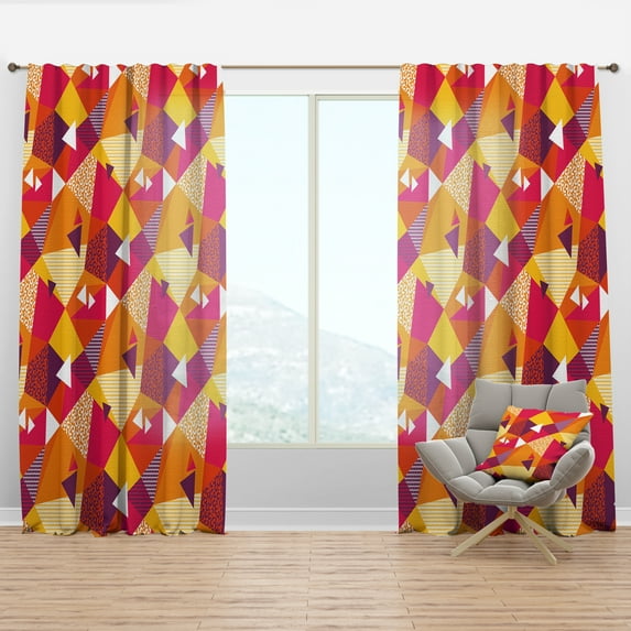 Designart 'Abstract Retro Geometric VI' Mid-Century Modern Curtain Panel