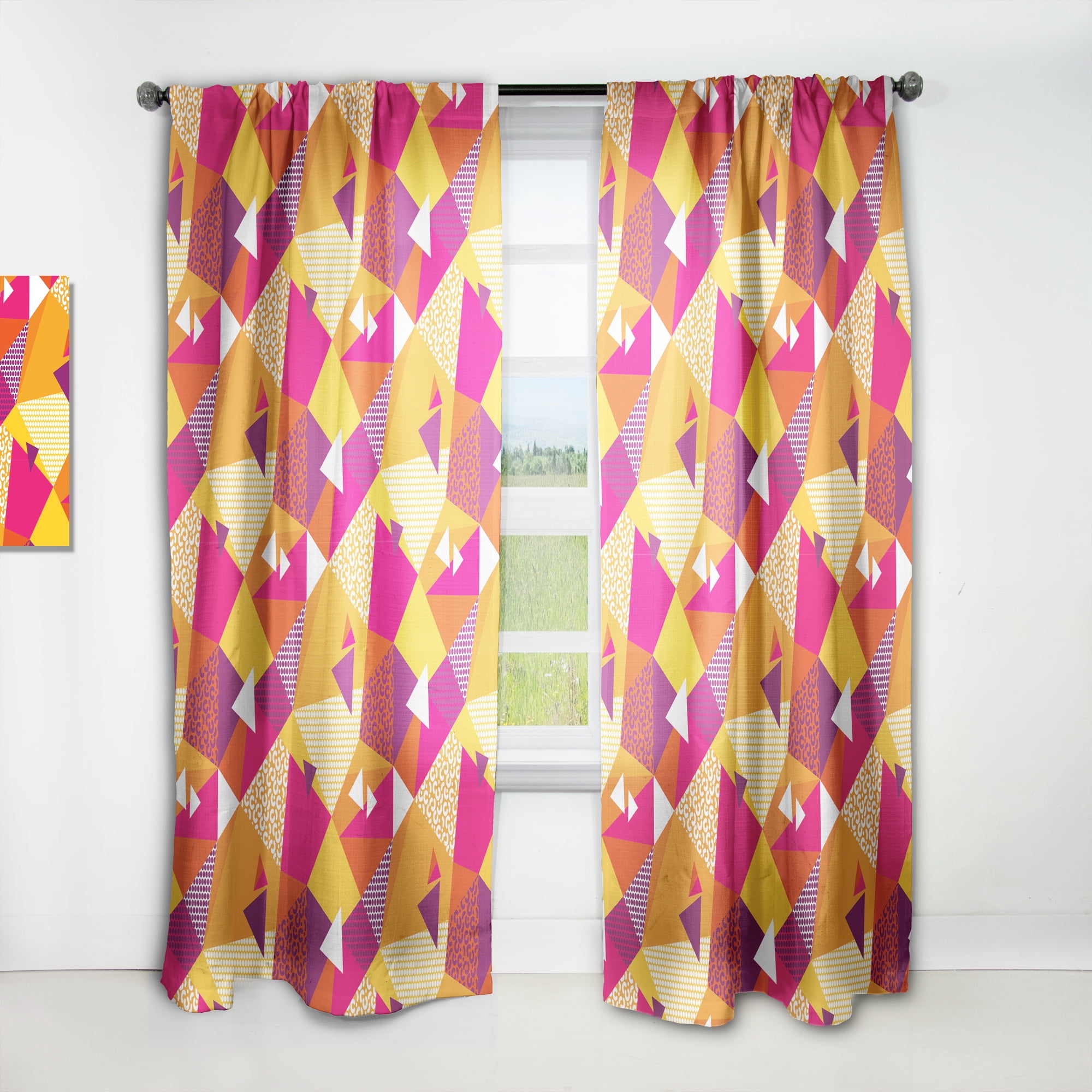 Designart 'Abstract Retro Geometric VI' Mid-Century Modern Curtain Panel