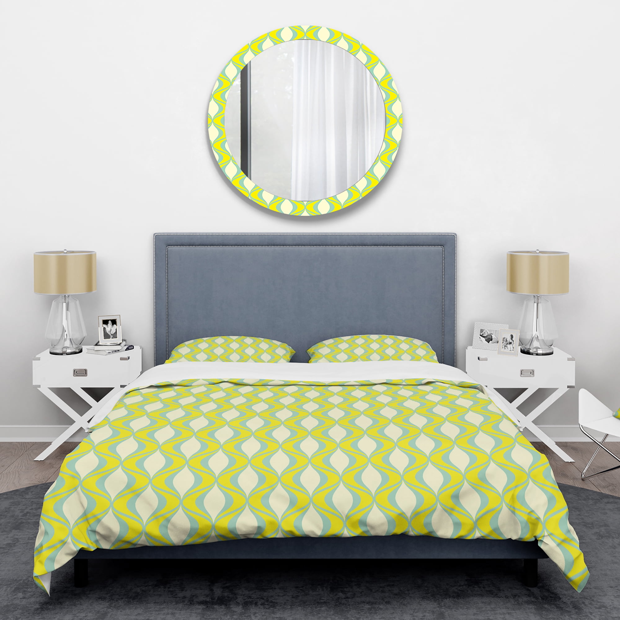 Designart 'Abstract Retro Geometrical Design III' Mid-Century Modern Duvet Cover Set