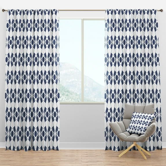Designart 'Abstract Retro Geometrical Design Pattern I ' Mid-Century Modern Blackout Curtain Panel