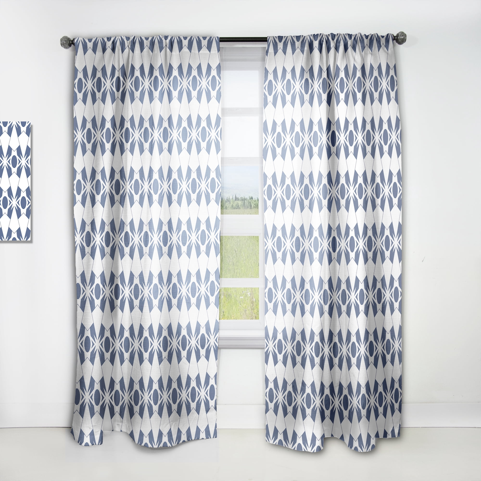 Designart 'Abstract Retro Geometrical Design Pattern I ' Mid-Century Modern Curtain Panel