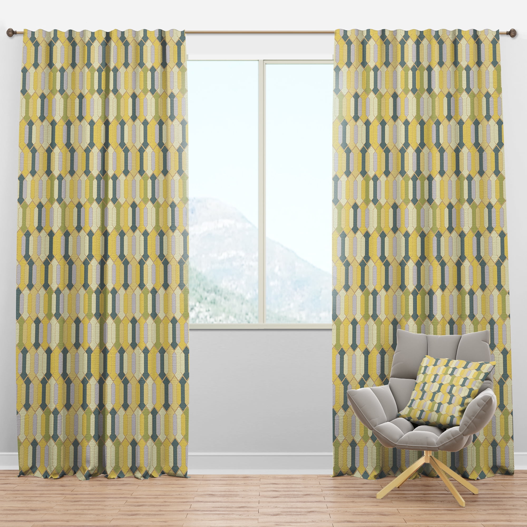 Designart 'Abstract Retro Geometrical Design Pattern II' Mid-Century Modern Blackout Curtain Panel