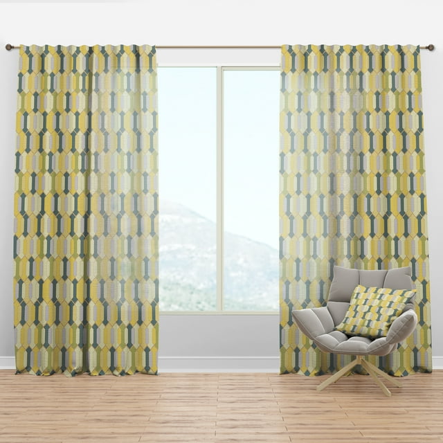 Designart 'Abstract Retro Geometrical Design Pattern II' Mid-Century Modern Curtain Panel