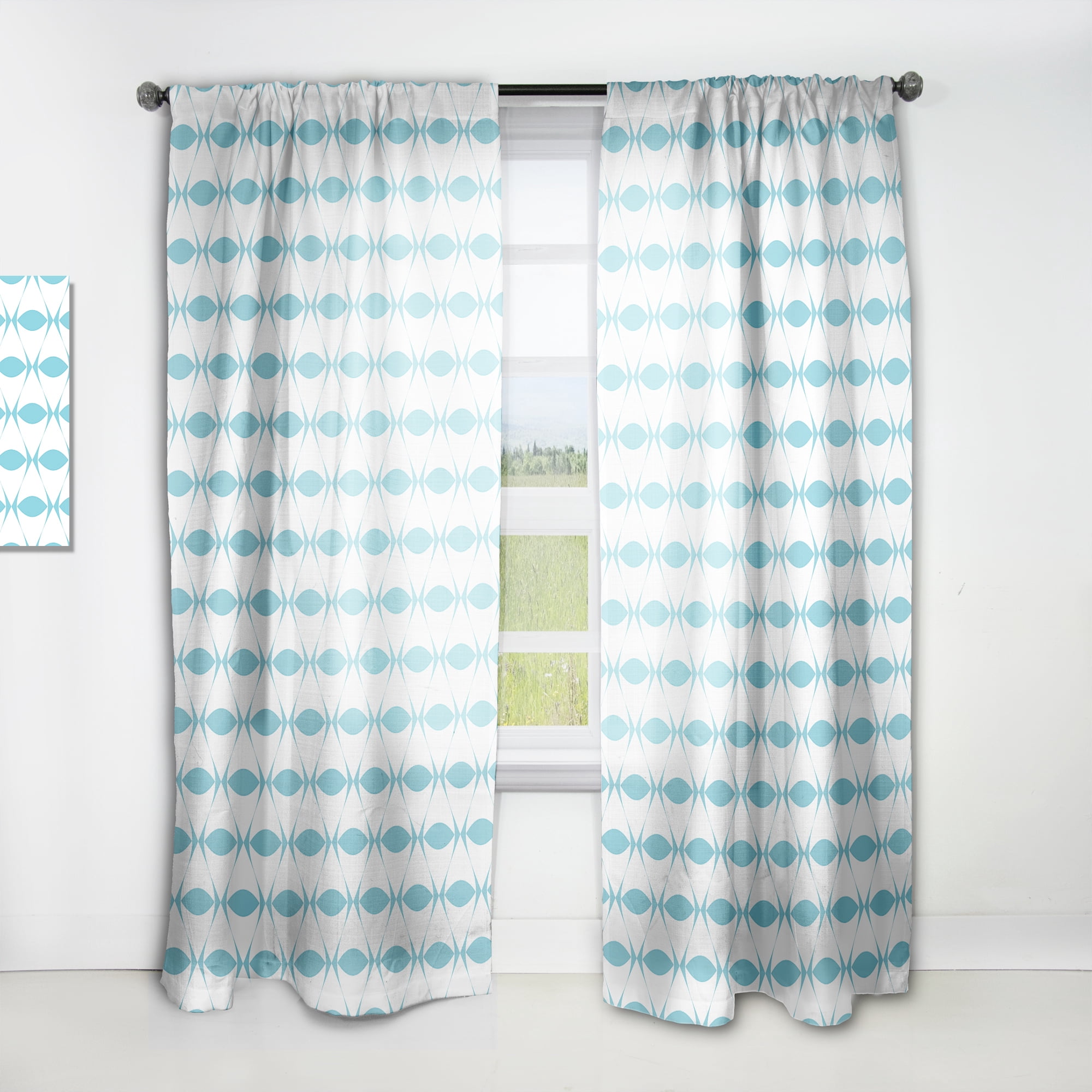 Designart 'Abstract Retro Geometrical Design Pattern VII' Mid-Century Modern Curtain Panel