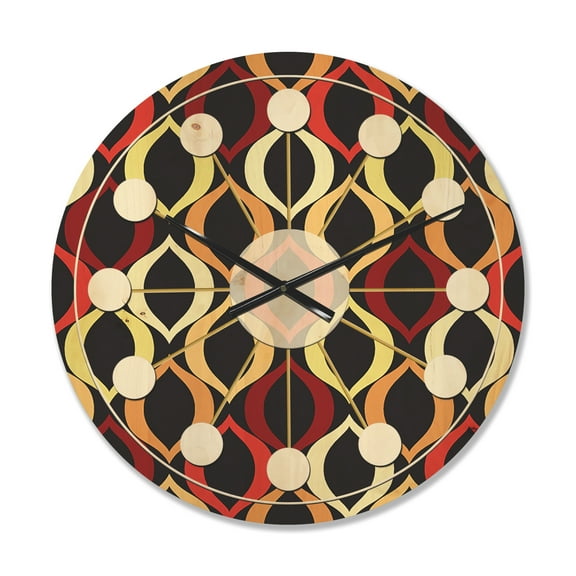 Designart 'Abstract Retro Geometrical Design Pattern VIII' Mid-Century Modern Wood Wall Clock