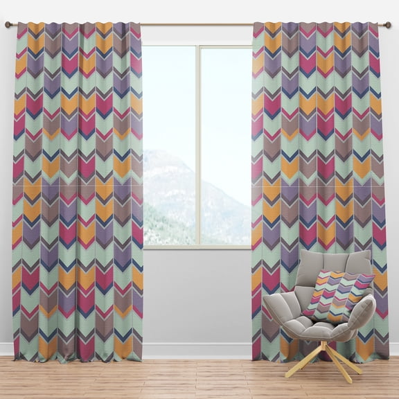 Designart 'Abstract Retro Geometrical Design Pattern X' Mid-Century Modern Blackout Curtain Panel