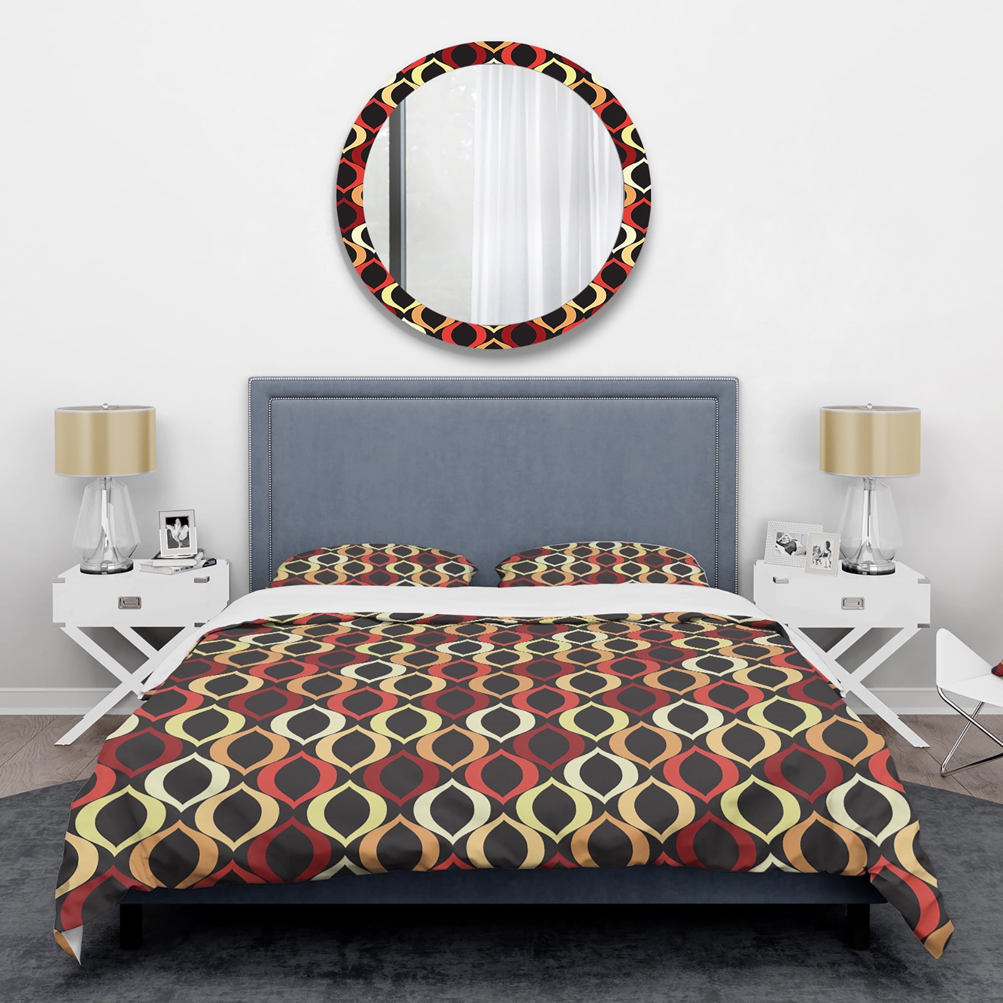 Designart 'Abstract Retro Geometrical Design VIII' Mid-Century Modern Duvet Cover Set