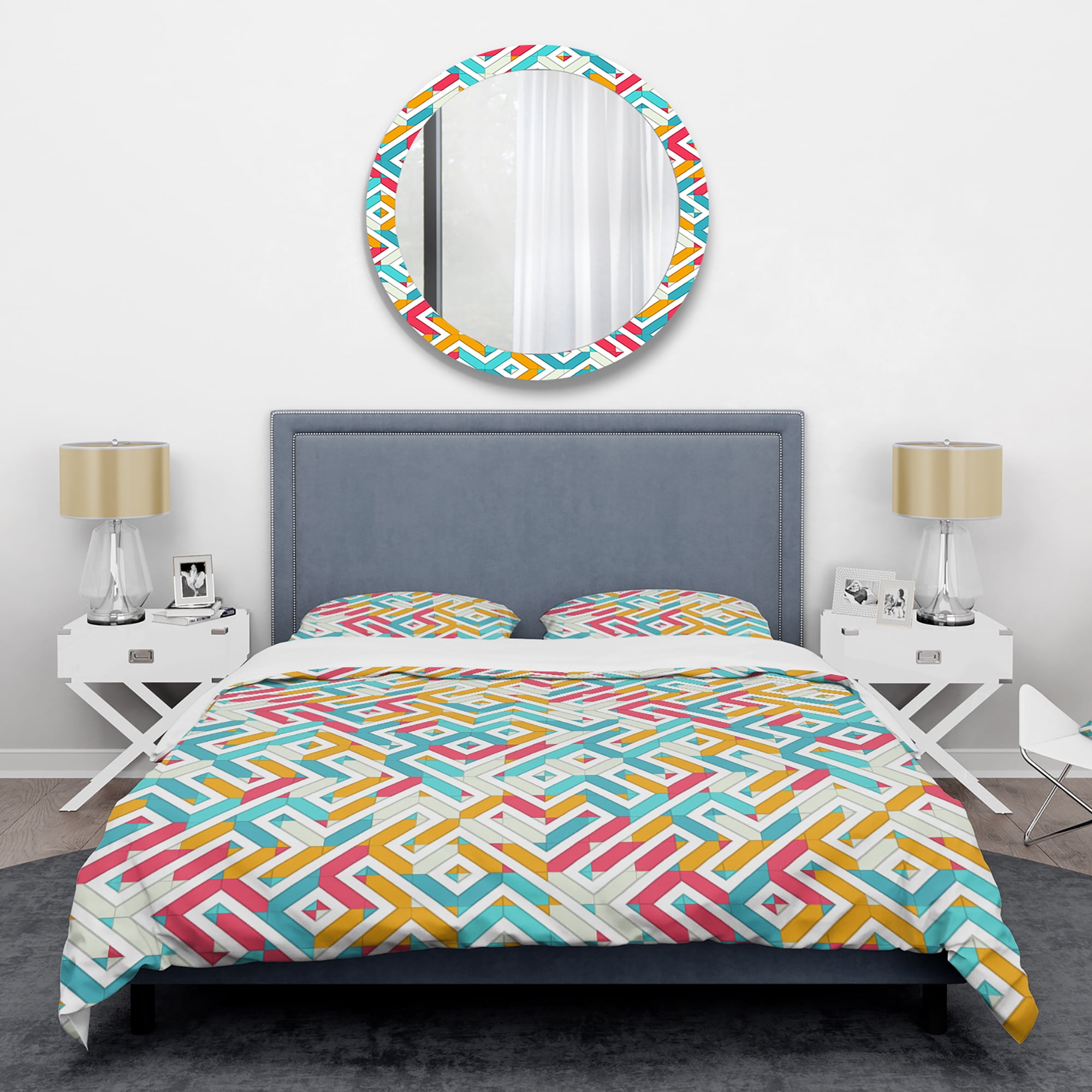 Designart 'Abstract Retro Geometry I' Mid-Century Modern Duvet Cover Set