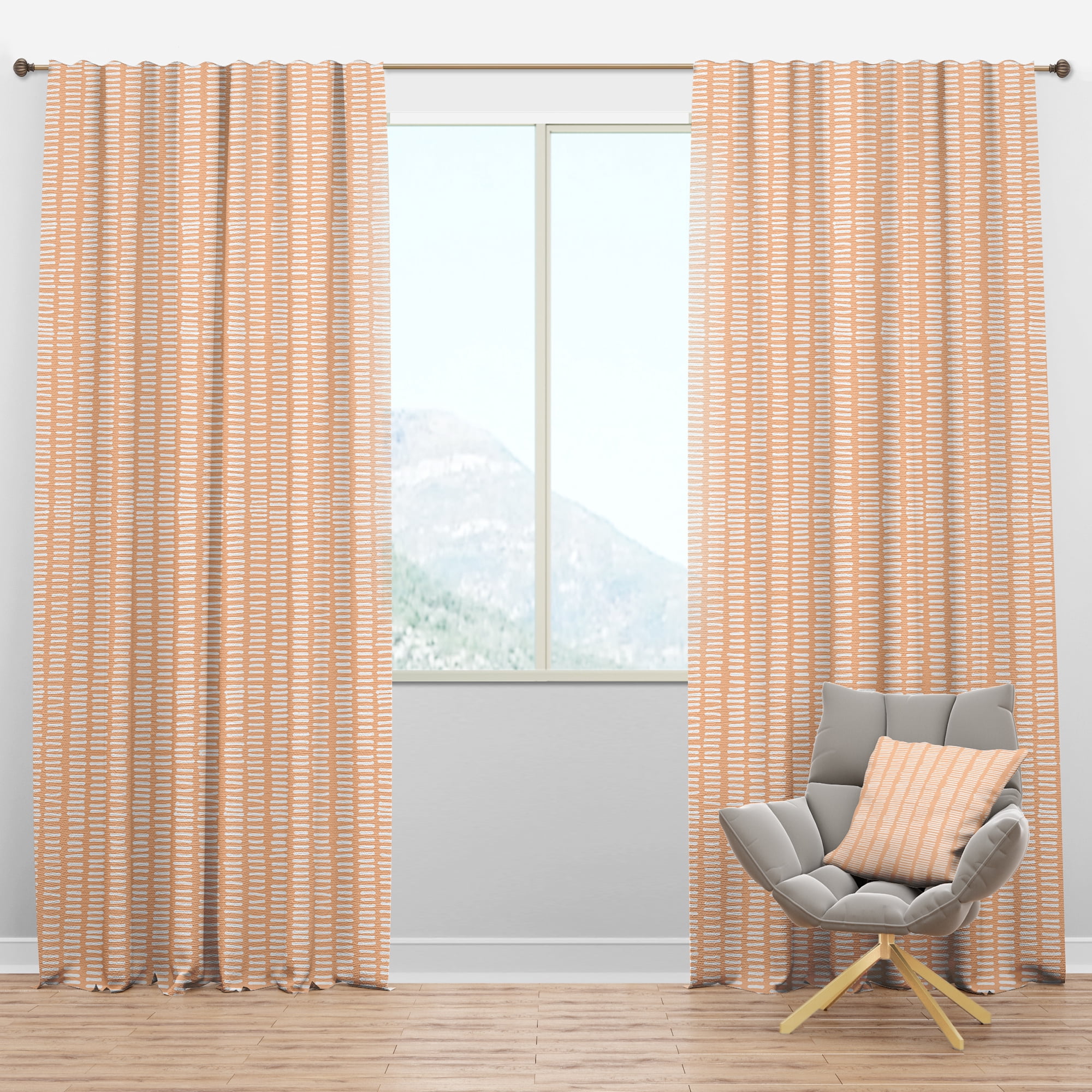 Designart 'Abstract Retro Lines Pattern' Mid-Century Modern Blackout Curtain Panel