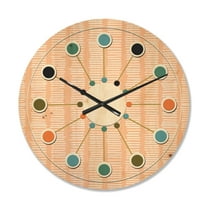 Designart 'Abstract Retro Lines Pattern' Mid-Century Modern Wood Wall Clock
