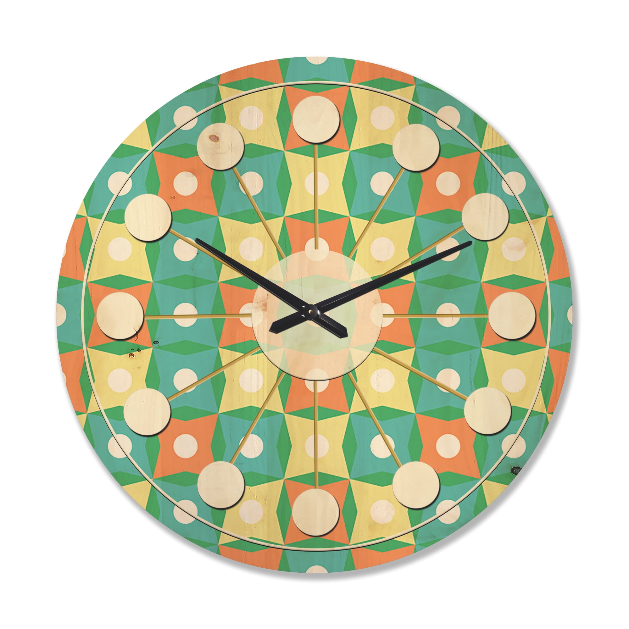 Designart 'Abstract Retro Pattern Design I' Mid-Century Modern Wood Wall Clock