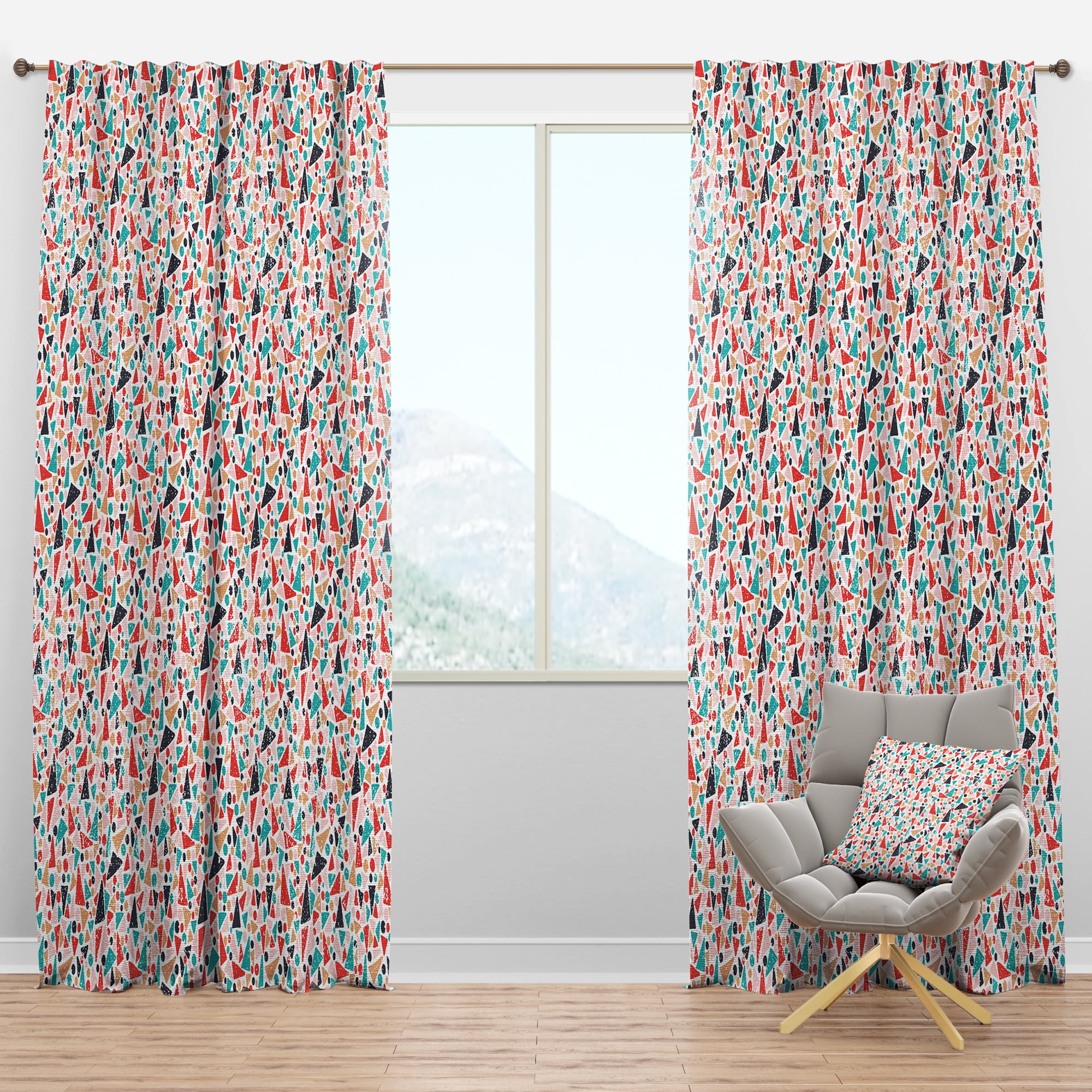 Designart 'Abstract Retro Pattern Design II' Mid-Century Modern Blackout Curtain Panel