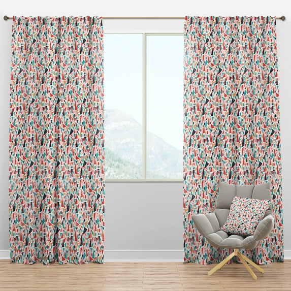 Designart 'Abstract Retro Pattern Design II' Mid-Century Modern Blackout Curtain Panel