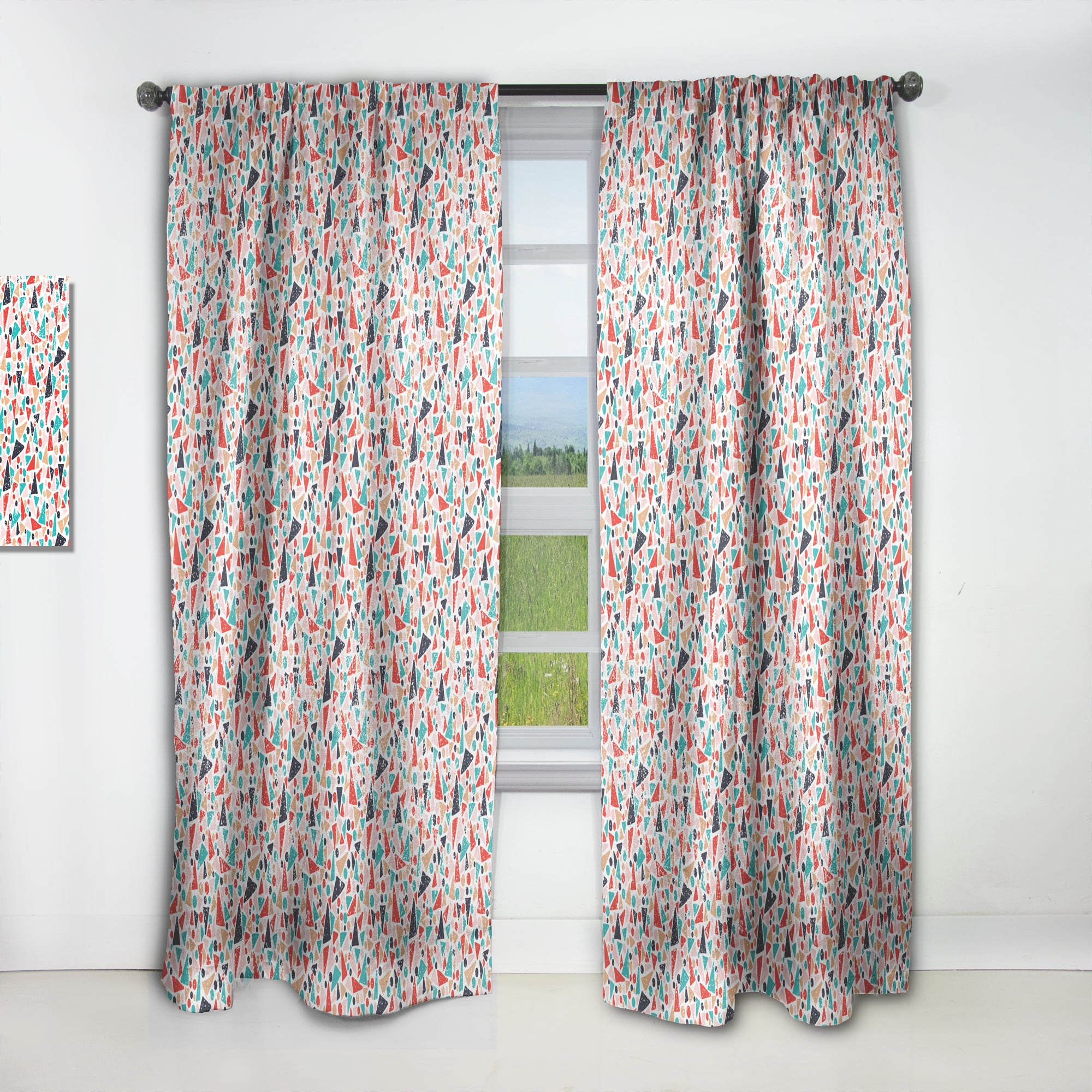 Designart 'Abstract Retro Pattern Design II' Mid-Century Modern Curtain Panel