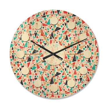 Designart 'Abstract Retro Pattern Design II' Mid-Century Modern Wood Wall Clock