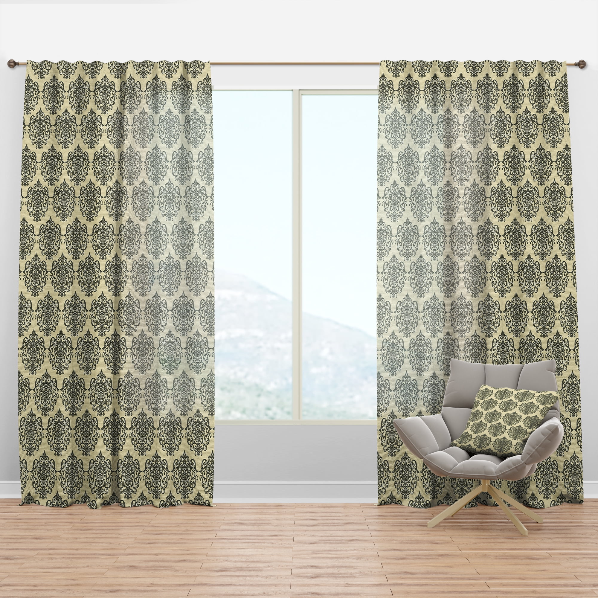 Designart 'Abstract Retro Pattern Design III' Mid-Century Modern Curtain Panel