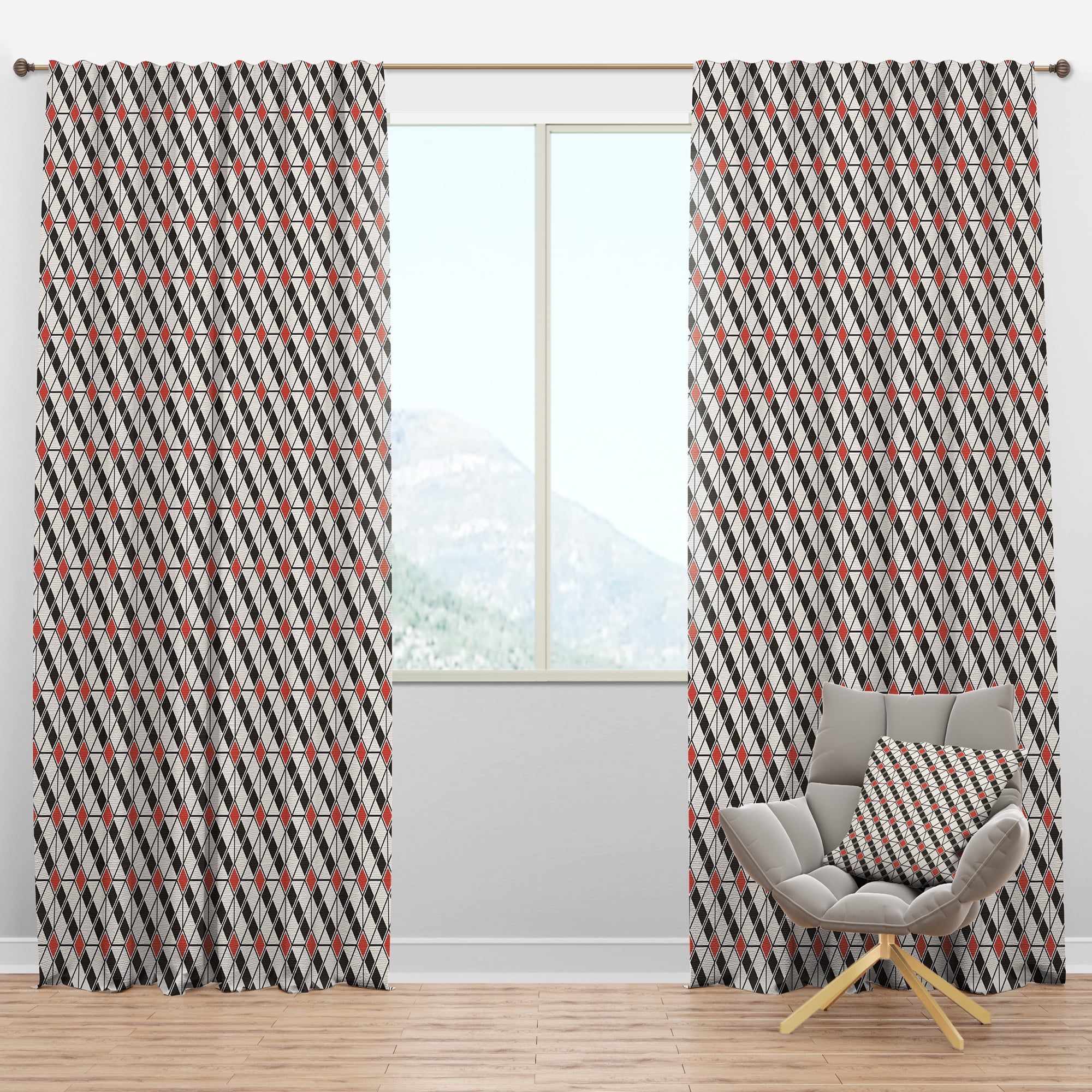 Designart 'Abstract Retro Pattern Design IV' Mid-Century Modern Blackout Curtain Panel