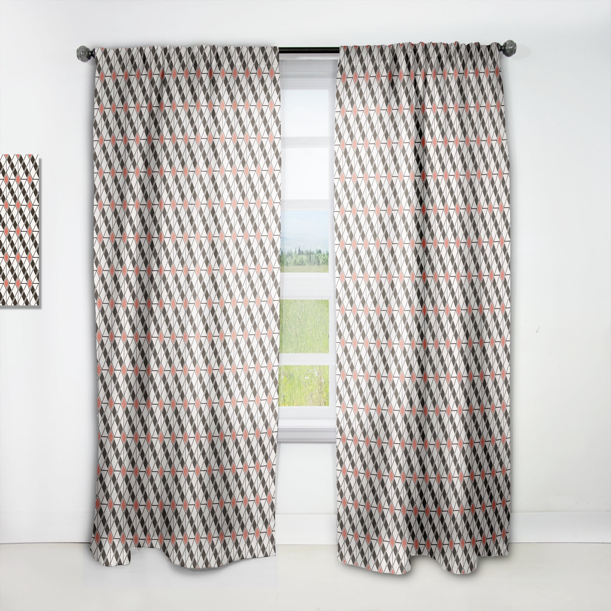 Designart 'Abstract Retro Pattern Design IV' Mid-Century Modern Curtain Panel