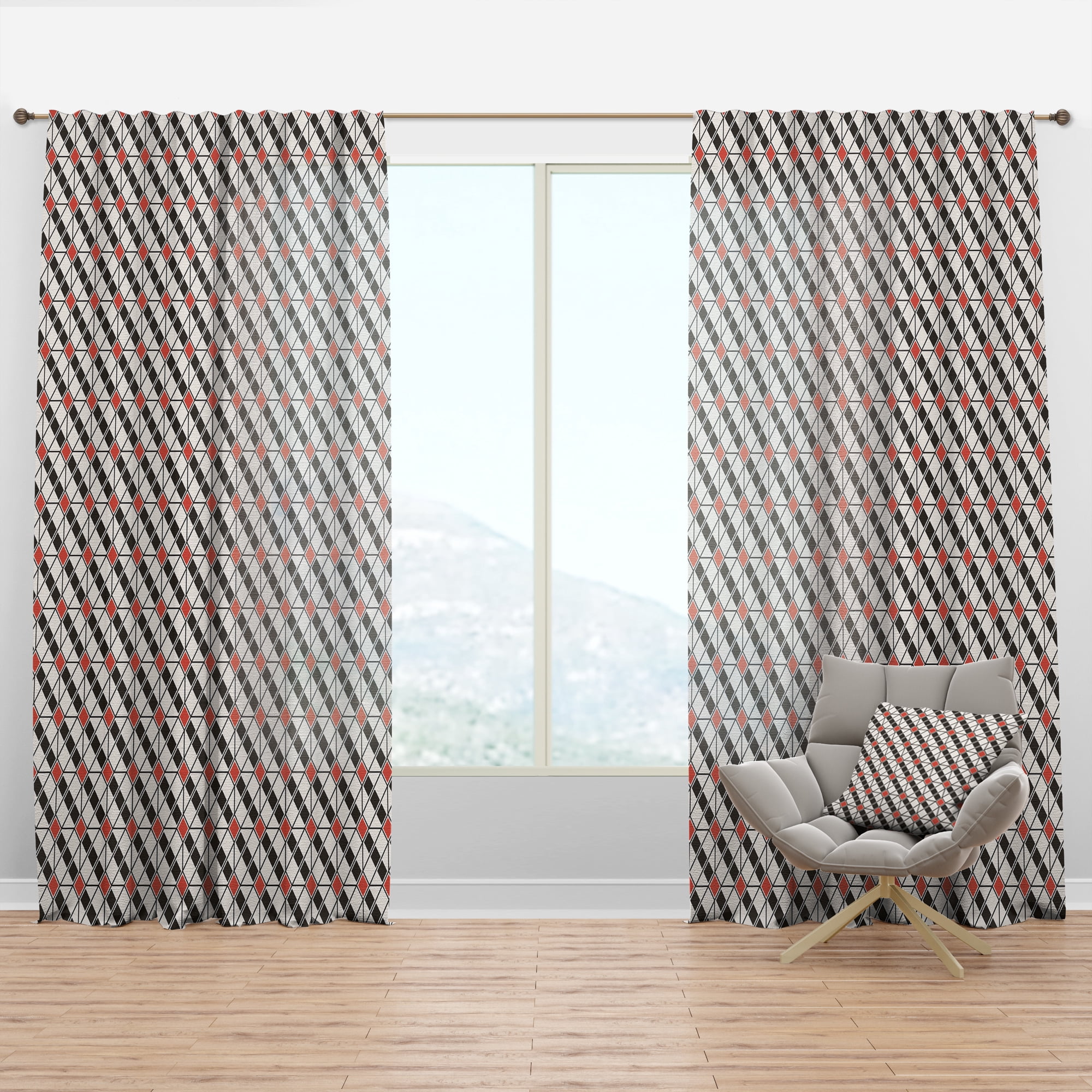 Designart 'Abstract Retro Pattern Design IV' Mid-Century Modern Curtain Panel