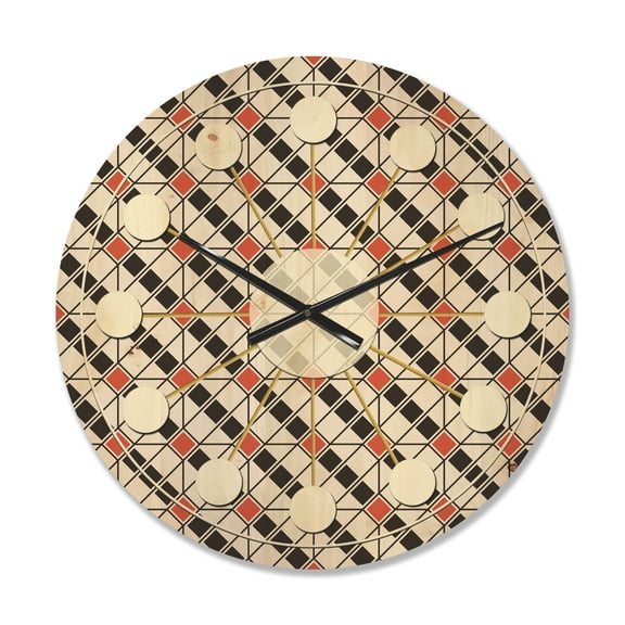 Designart 'Abstract Retro Pattern Design IV' Mid-Century Modern Wood Wall Clock
