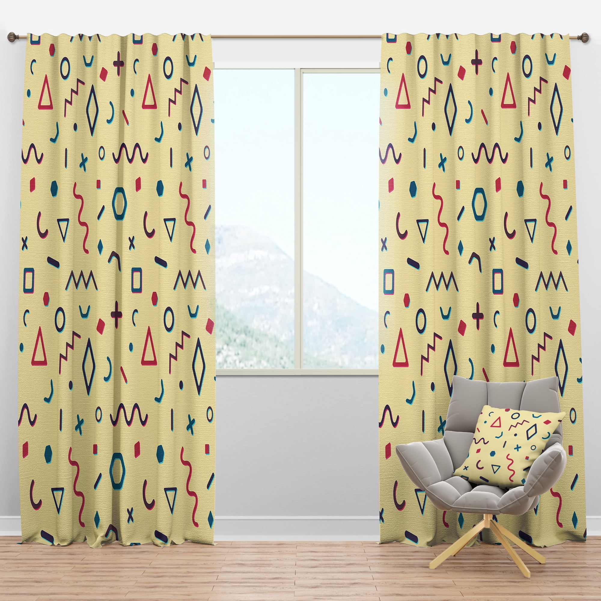Designart 'Abstract Retro Pattern Design IX' Mid-Century Modern Blackout Curtain Panel