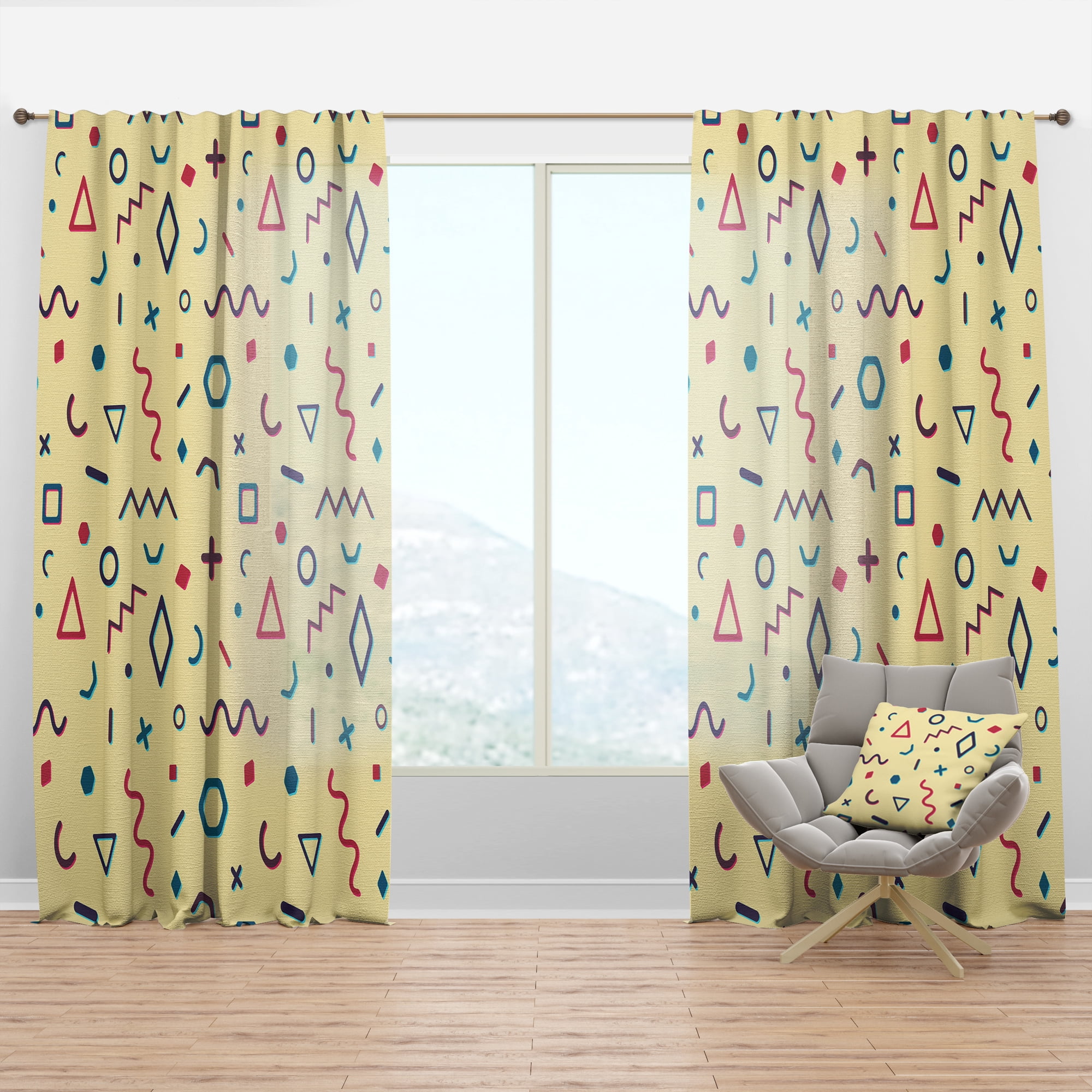 Designart 'Abstract Retro Pattern Design IX' Mid-Century Modern Curtain Panel